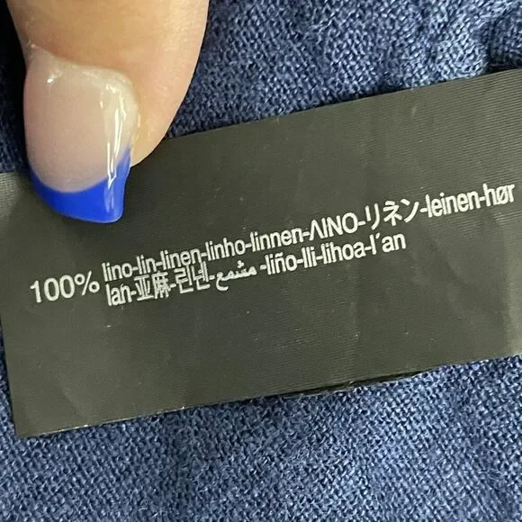 Zara Womens Oversized Linen Shirt Top XL Ink Blue Button Up 4043/057 NWT